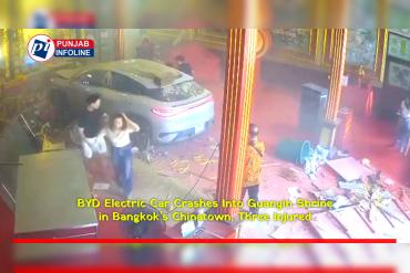 BYD Electric Car Crashes Into Guanyin Shrine in Bangkok’s Chinatown, Three Injured