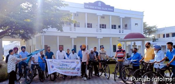 ਗੁਰੂ ਨਾਨਕ ਨੈਸ਼ਨਲ ਕਾਲਜ ਵਿਖੇ ਵਿਸ਼ਵ ਸਾਈਕਲ ਦਿਵਸ ਮਨਾਇਆ