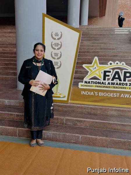 Barinderjeet Kaur Honoured with ‘Pride of School’ Award at FAP National Awards 2025